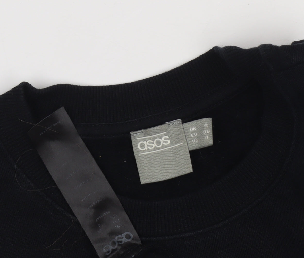 ASOS Women's Black Pullover Sweatshirt, Size 8