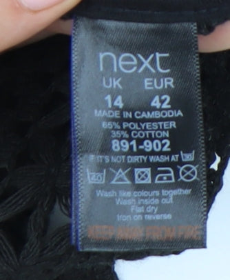 Next Women's Black Crochet Blouse Size 14