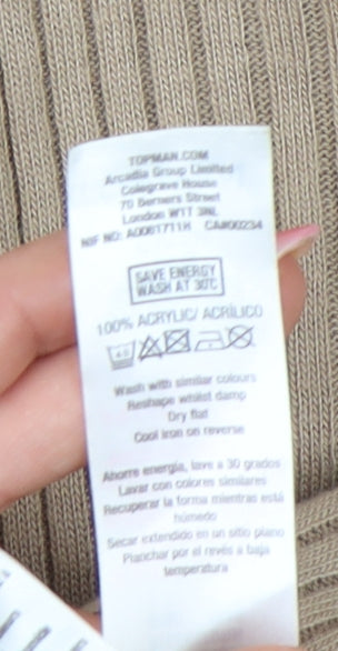 Brand and care label for Topman Men's Beige Roll Neck Pullover M