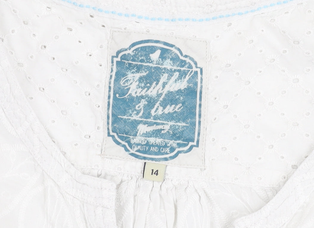 Faithful & True White Women's Blouse - Size 14, Casual