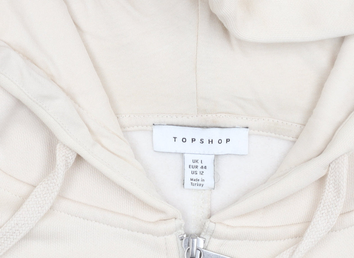 Topshop Women’s Beige Hooded Jacket, Size L, Casual