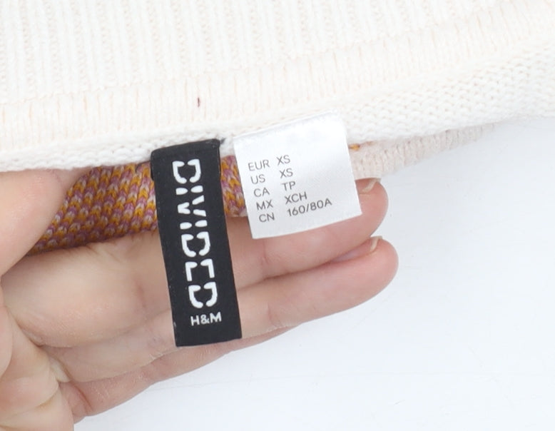 H&M Women’s Multicoloured High Neck Striped Jumper XS