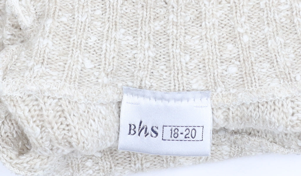 BHS Women's Ivory Mock Neck Cable-Knit Pullover Jumper 18-20