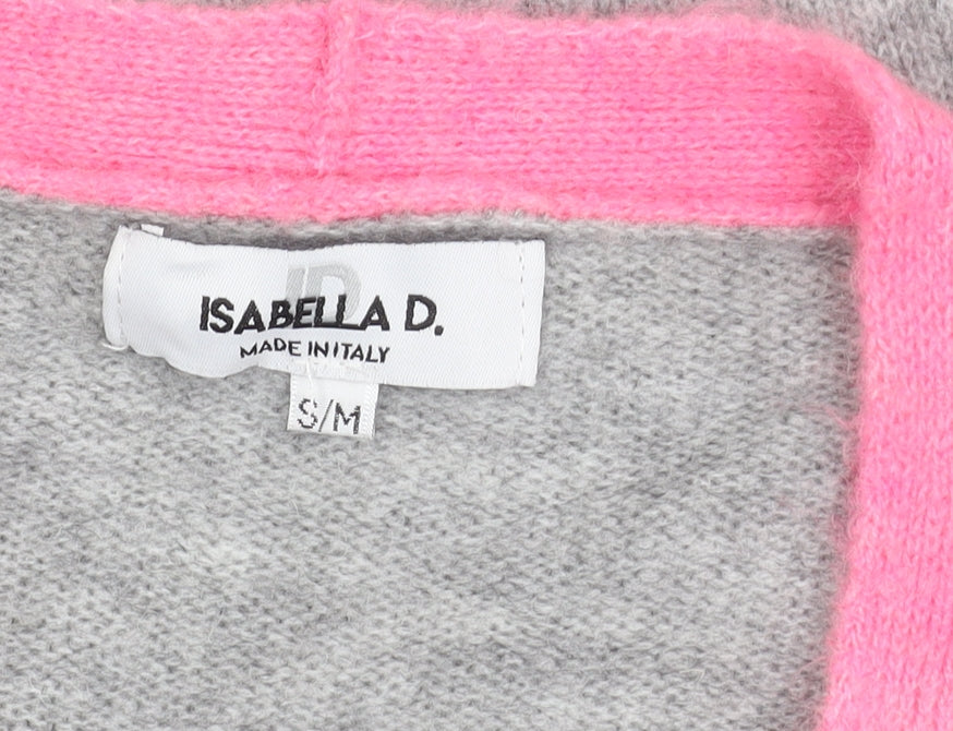 Isabella D. Women's Grey Cardigan, S, V-Neck, Casual
