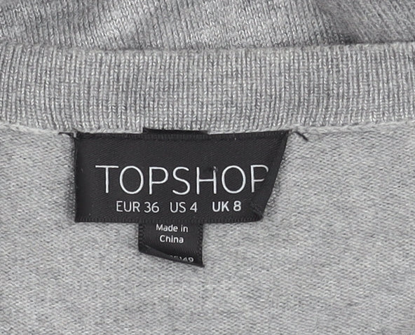 Topshop Women's Grey Cardigan, Size 8, Button Knit