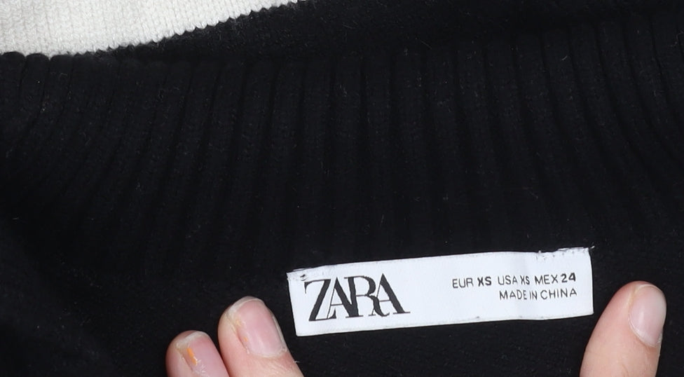Zara Women's Black Striped Pullover Jumper XS