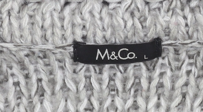M&Co. Women's Grey Chunky-Knit Cardigan, Size L