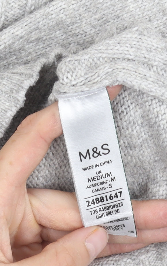 Marks and Spencer Women's Grey Cable-Knit Jumper M