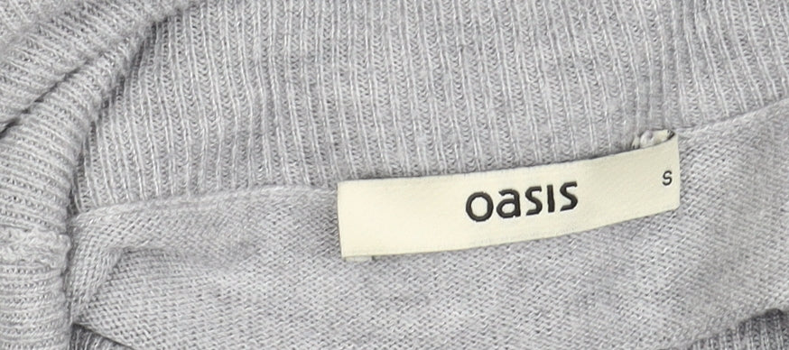 Oasis Women's Grey Striped Roll Neck Pullover Jumper, Size S