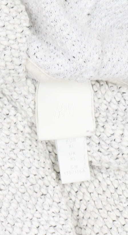 H&M Women's XL White Hooded Jumper, Knit, Casual Style