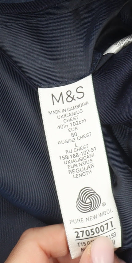 Marks & Spencer Men's Blue Regular Blazer, L