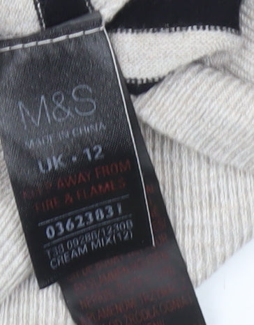 Marks & Spencer Women's Black Striped Pullover Jumper
