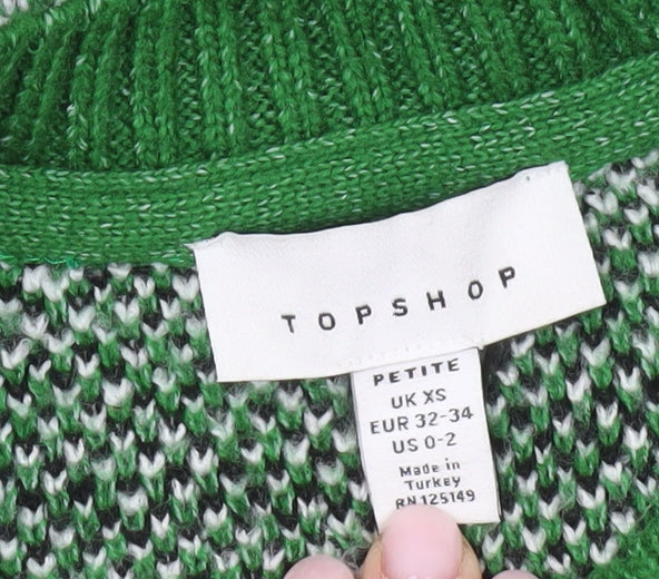 Topshop Women's Green XS Plaid Pullover Jumper