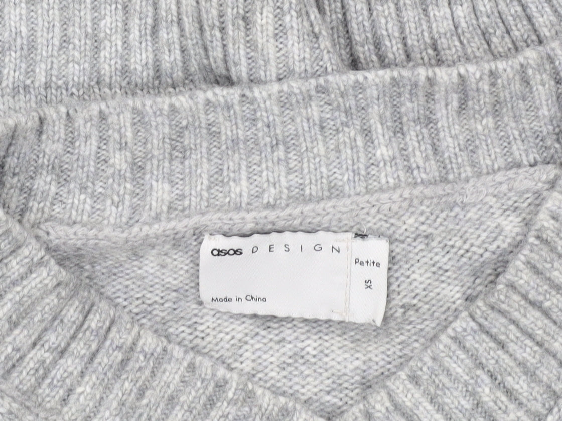 ASOS DESIGN Women's Grey V-Neck Pullover XS