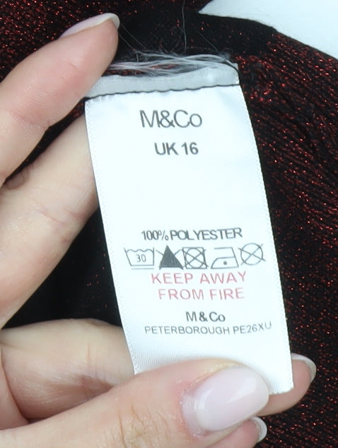 M&Co Women's Red Pullover Jumper, Size 16