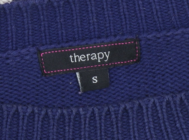 Therapy Women's Striped Pullover Jumper Blue S