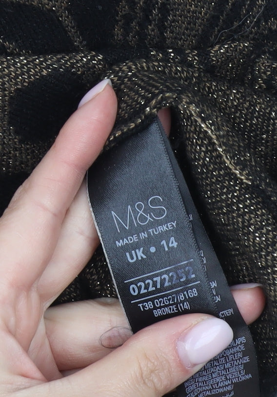 Marks & Spencer Women's Black Geometric Pullover Jumper UK 14