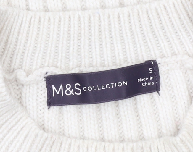 Marks and Spencer Women's Ivory Striped Pullover Jumper S