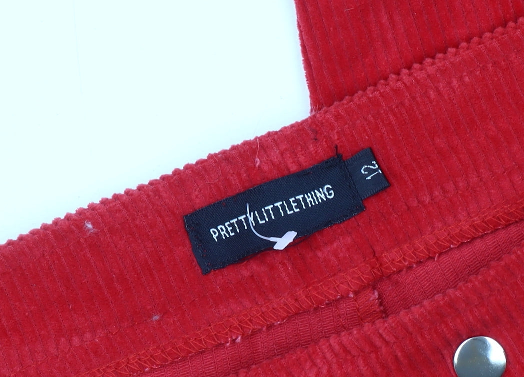 PrettyLittleThing Red Corduroy Trousers - Size S for Women