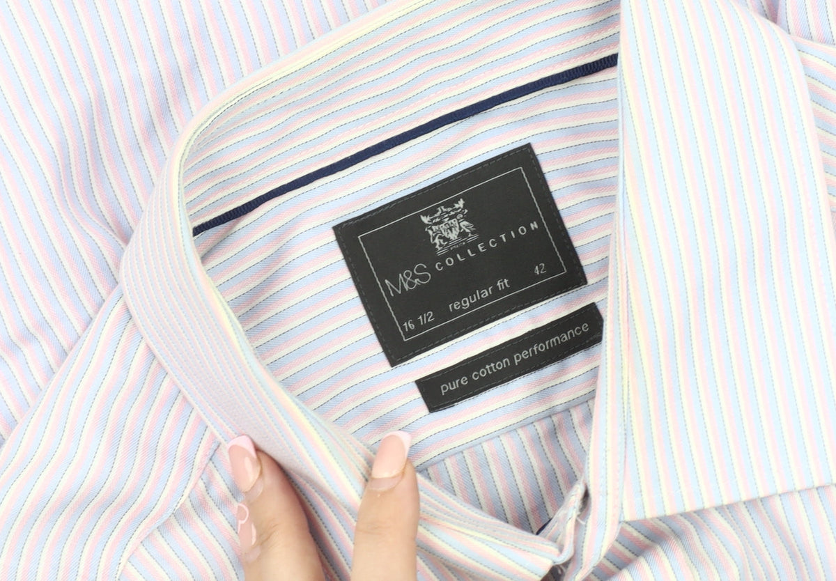 Marks & Spencer Men's Multicoloured Striped Shirt 16.5
