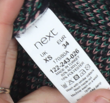 Next Women's Black XS Check Mock Neck Jumper