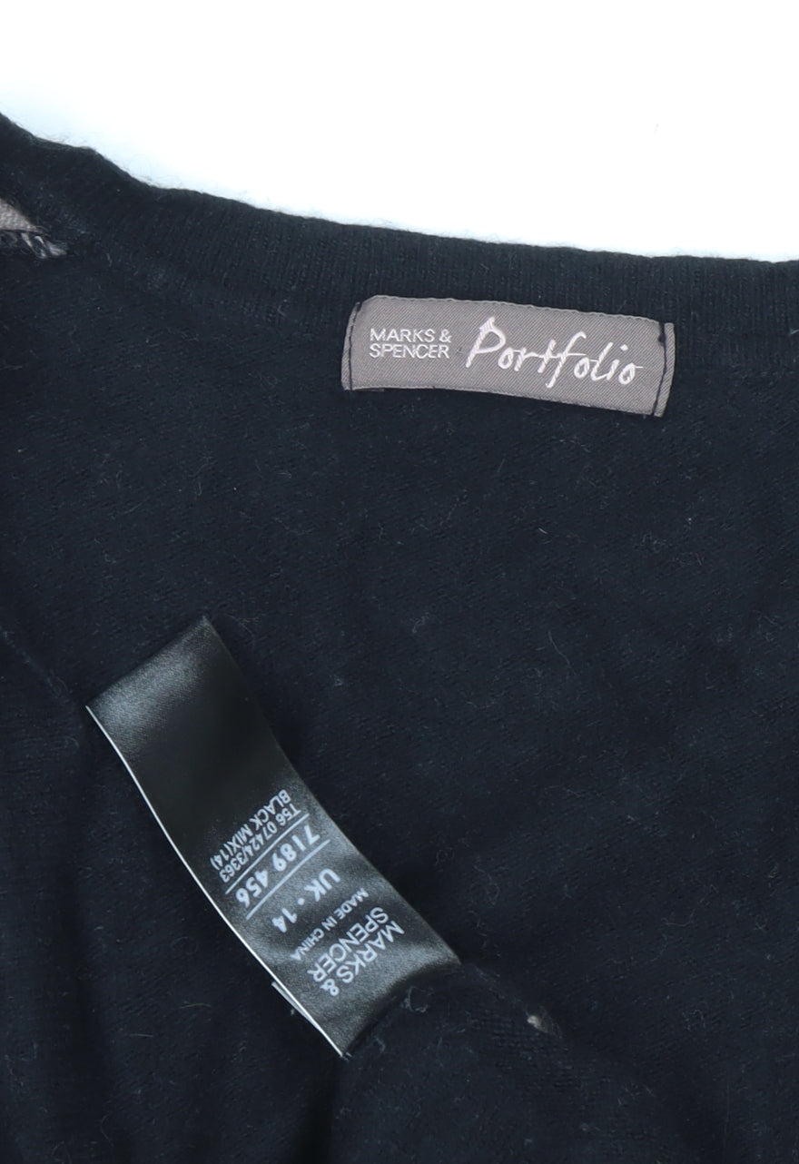 Marks & Spencer Women's Black Geometric Cardigan Size 14