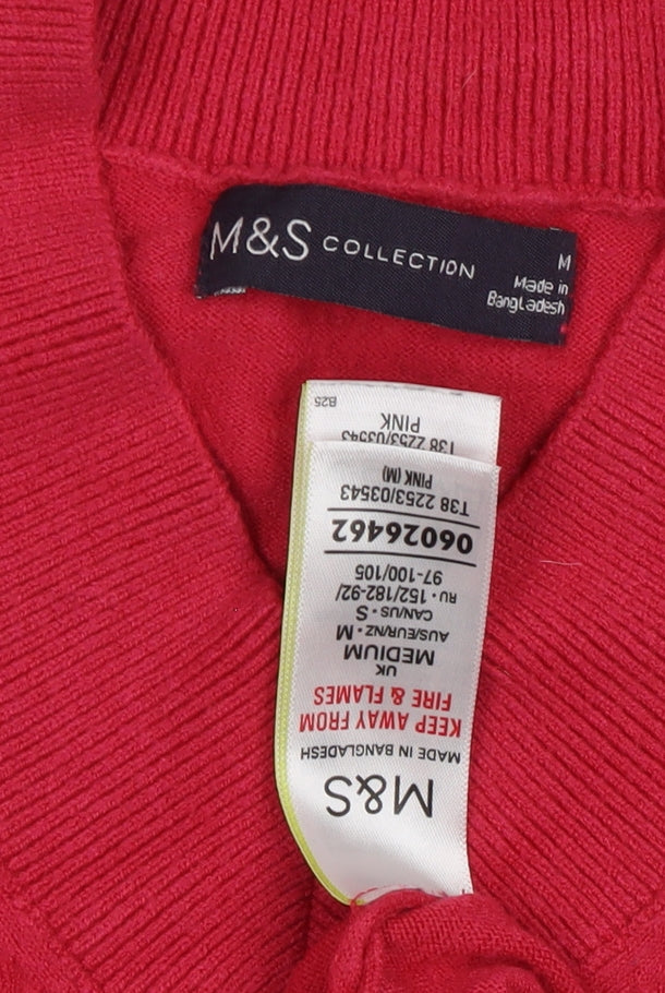Marks & Spencer Pink V-Neck Women's Medium Jumper