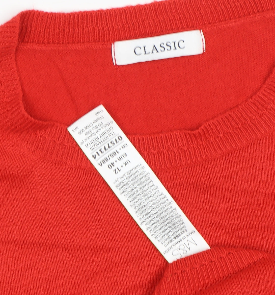 Marks & Spencer Women's Red Crew Neck Jumper, Size 12
