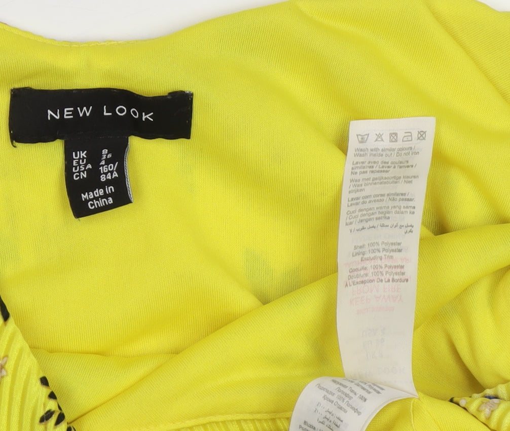 New Look Women’s Yellow Floral Camisole Tank, Size 8