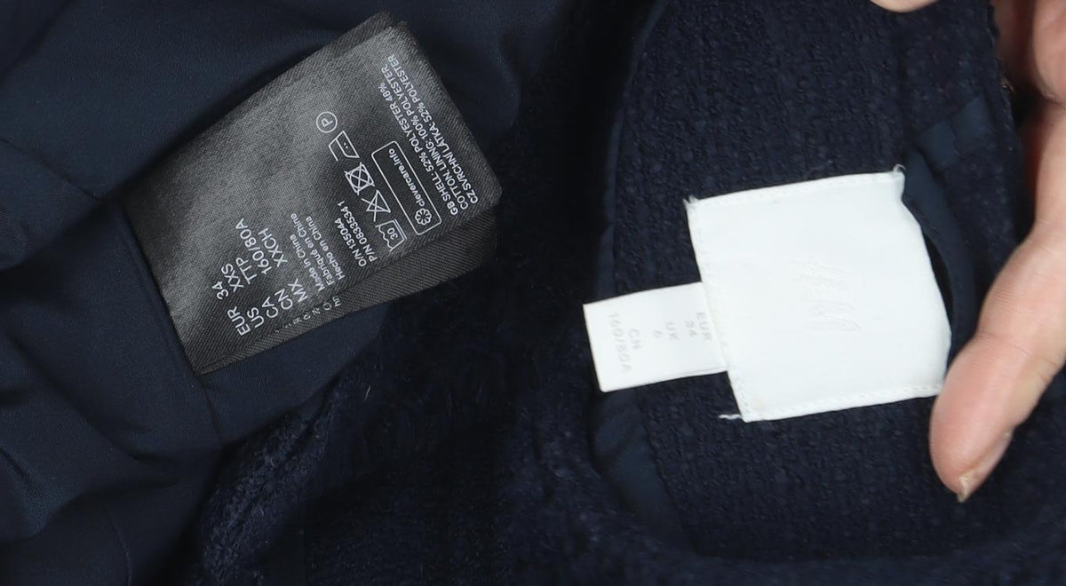 H&M Women's Blue Long Basic Coat, Size 6