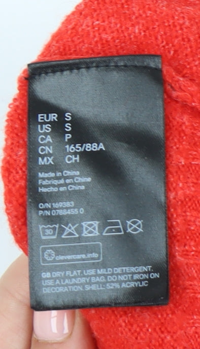 H&M Women's Red Mock Neck Beaded Jumper Size S
