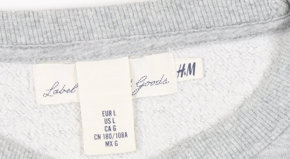 H&M Men's Grey Logo Sweatshirt in Size L