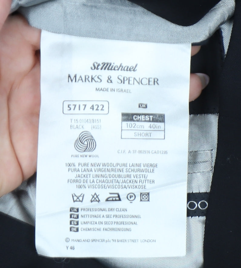 Marks & Spencer Men's Black Suit Jacket 40S