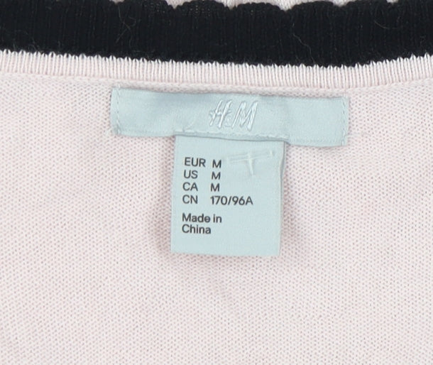 H&M Women's Pink Cardigan Size 12 Scoop Neck