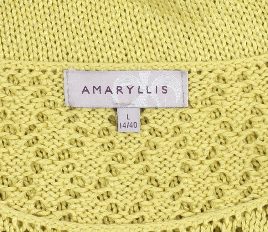 Amaryllis Women's Yellow Open-Knit Pullover Jumper L
