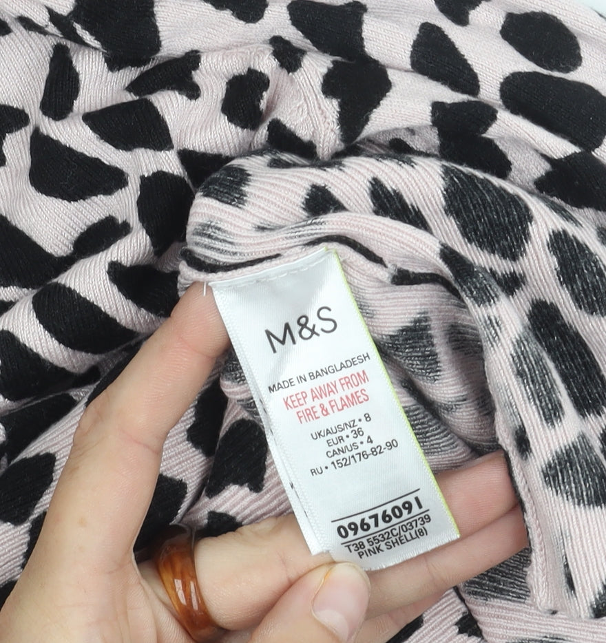 Marks & Spencer Women's Pink Animal Print Jumper Size 8