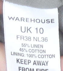 Warehouse Beige Linen Cotton Pinafore Dress UK 10