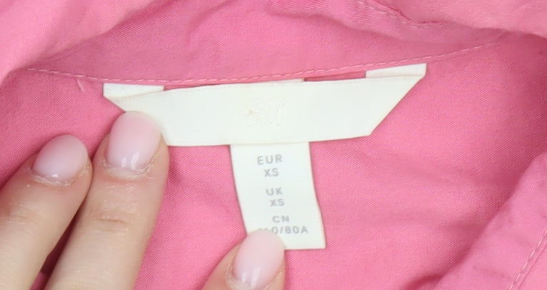 H&M Women's Pink XS Button-Up Shirt, 3/4 Sleeve, Casual