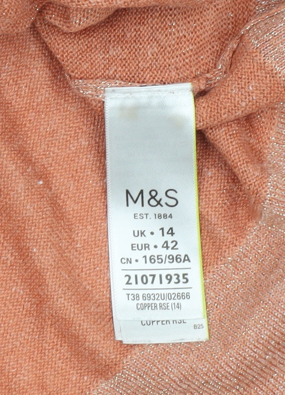Marks & Spencer Women's V-Neck Orange Jumper