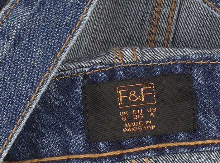 F&F Women's Blue Denim Pinafore Dress Size 8