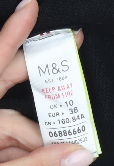 Marks & Spencer Women's Black Jumper Size 10 V-Neck