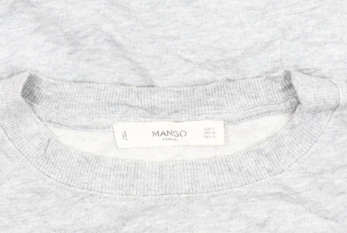 Mango Women's Grey Cotton Pullover Sweatshirt Size 14