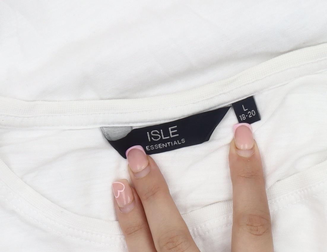 ISLE Essentials Women's White L Floral T-Shirt
