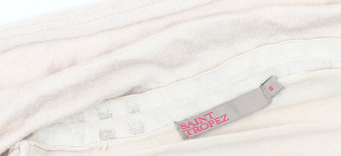 Saint Tropez Beige Studded Women’s Open Front Cardigan Size S