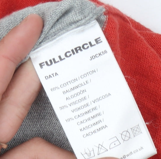 Brand and care label for Fullcircle Men's Striped jumper Red Grey Blue L