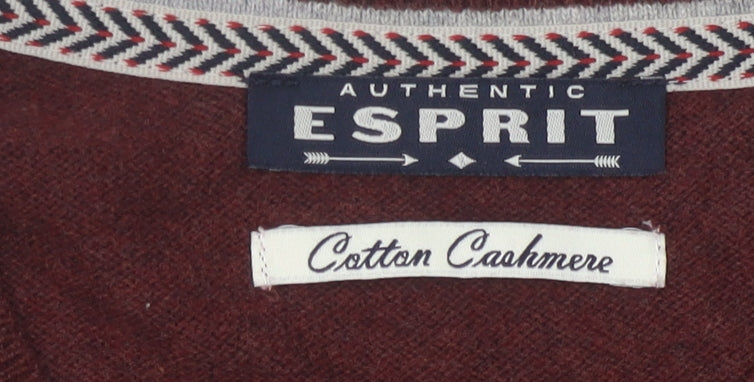 Brand and care label for ESPRIT Men's Red V-Neck jumper -, size S