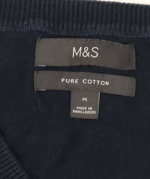 Marks & Spencer Blue Men's V-Neck Pullover Jumper M