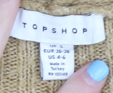 Topshop Beige Women's Cardigan Size 8 Knit Long Sleeve