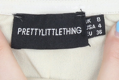 PRETTYLITTLETHING Women's Silver Strapless Crop Top UK 8