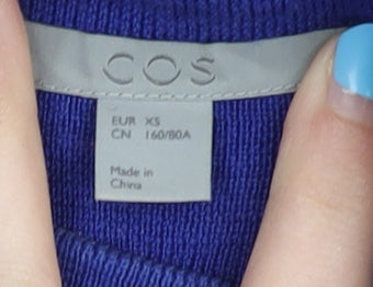 COS Women’s Blue Wool Dress XS High Neck Long Sleeve